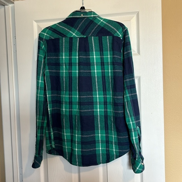 Chubbies men’s blue and green button down flannel shirt size medium - Picture 6 of 9